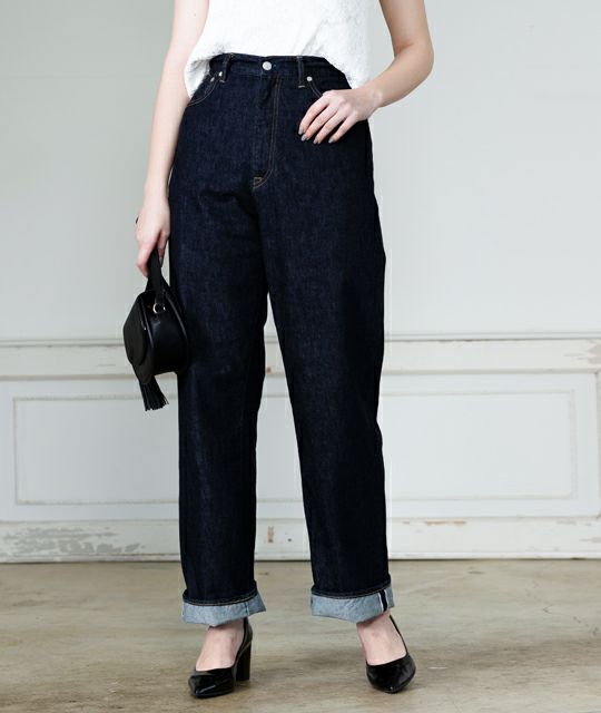 ハイウエストストレート Bardot 12ozセルヴィッチデニム デニム研究所 By Japan Blue