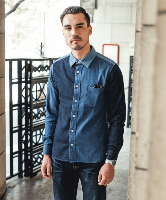 14oz デニムシャツ 14oz デニム デニム研究所 By Japan Blue 14oz デニムシャツ 14oz デニム デニム研究所 By Japan Blue